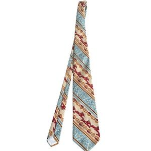 Vintage Golden Clasp Tie Horse&Paisley pattern 100% Qiana Nylon